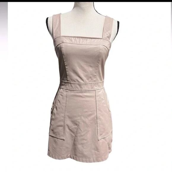 AMANDA UPRICHARD ACE DRESS PALE PINK VEGAN LEATHER SIZE L NWOT - Picture 3 of 9
